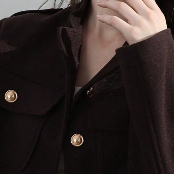 Brown Casual Women's Pockets detailed  Single button Jacket - Picture 8 of 11